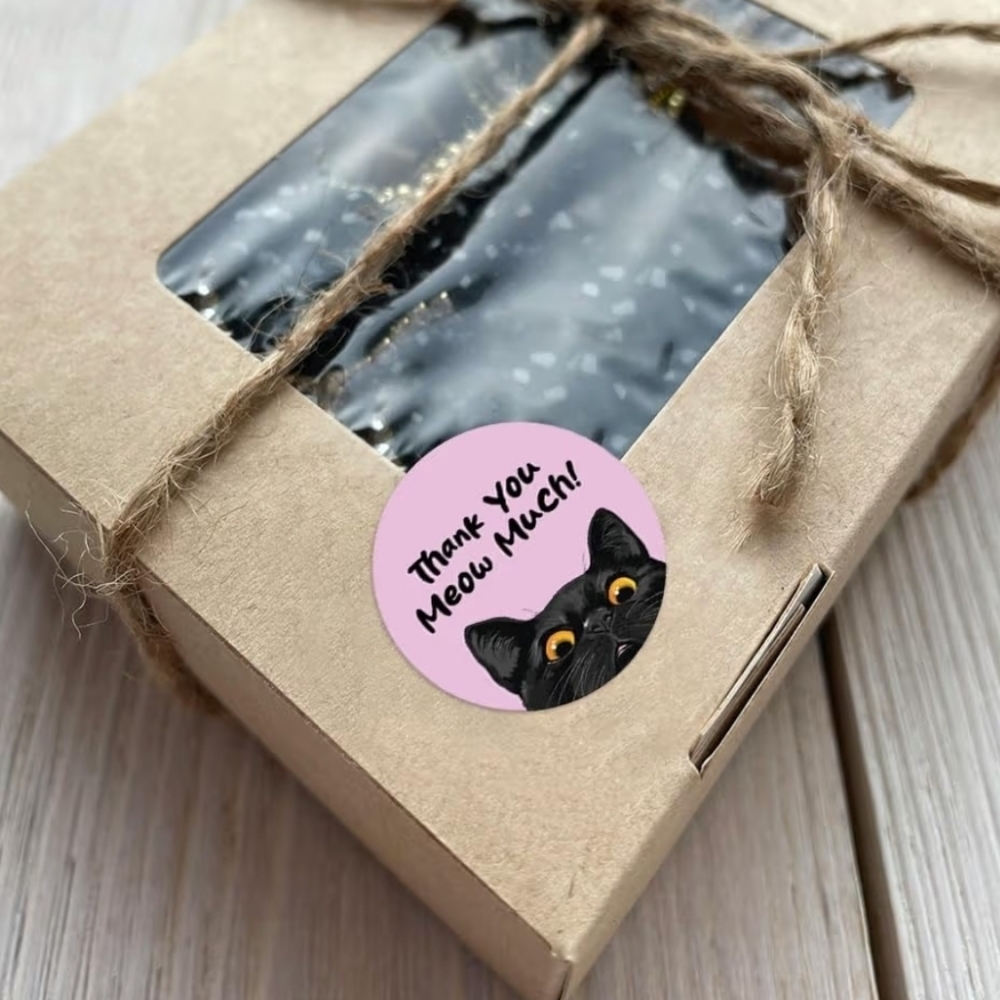 Cat-Themed Thank You Stickers - Picture 5 of 6